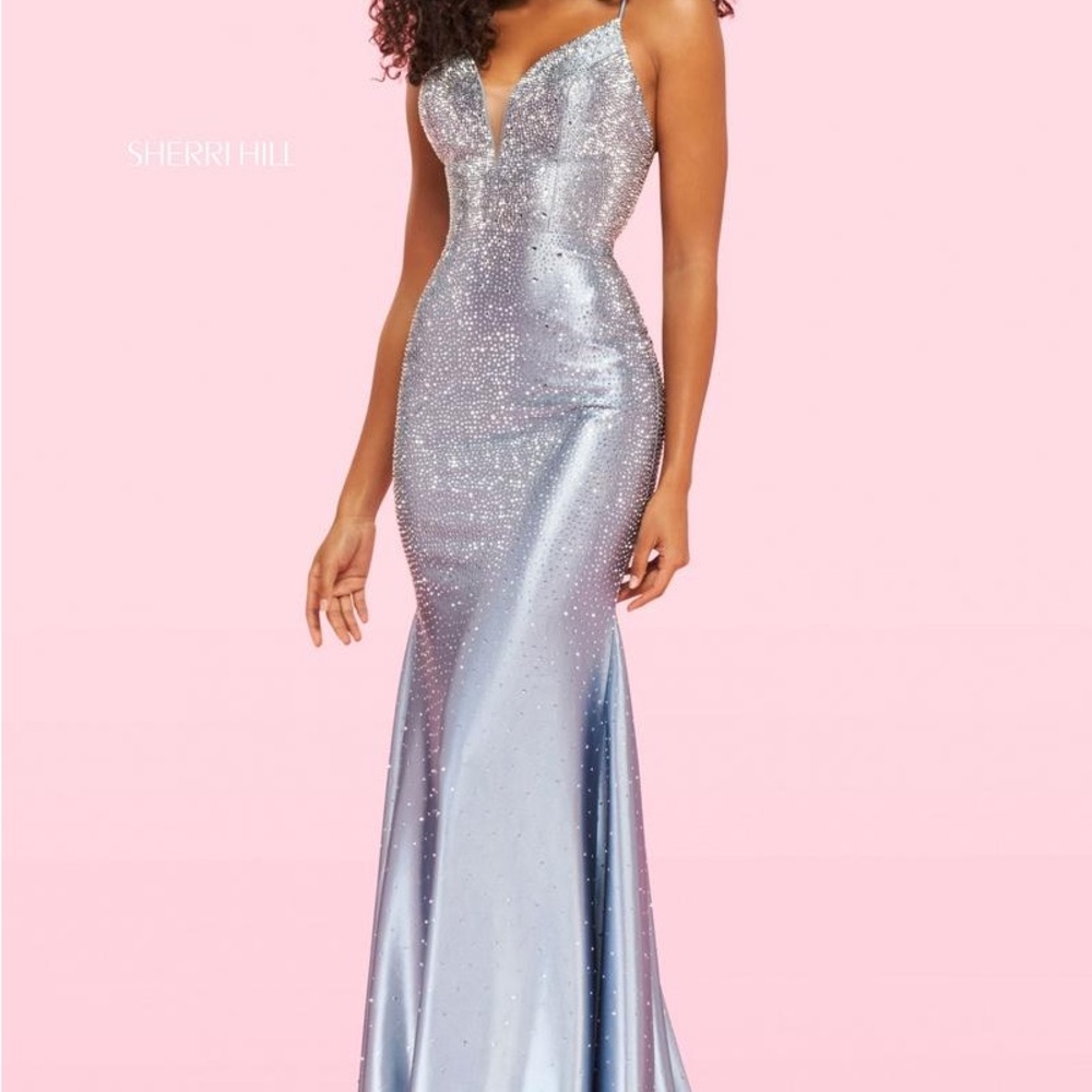 Sherri Hill Silver Blue Dress